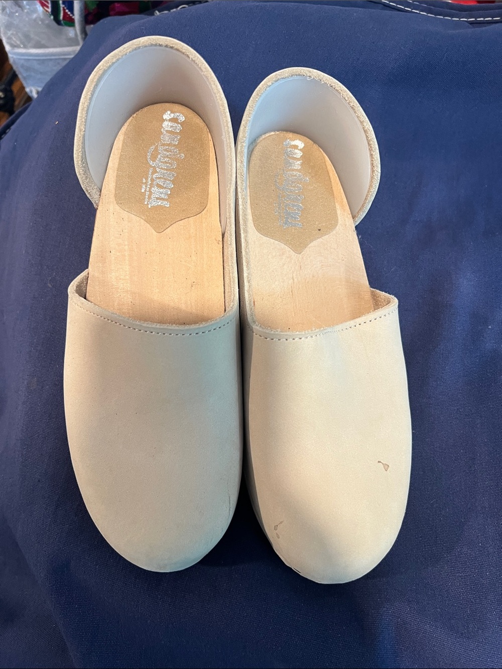 Women's Slip-On Backless Mules in Light Beige — Casual Everyday Comfort sz 8